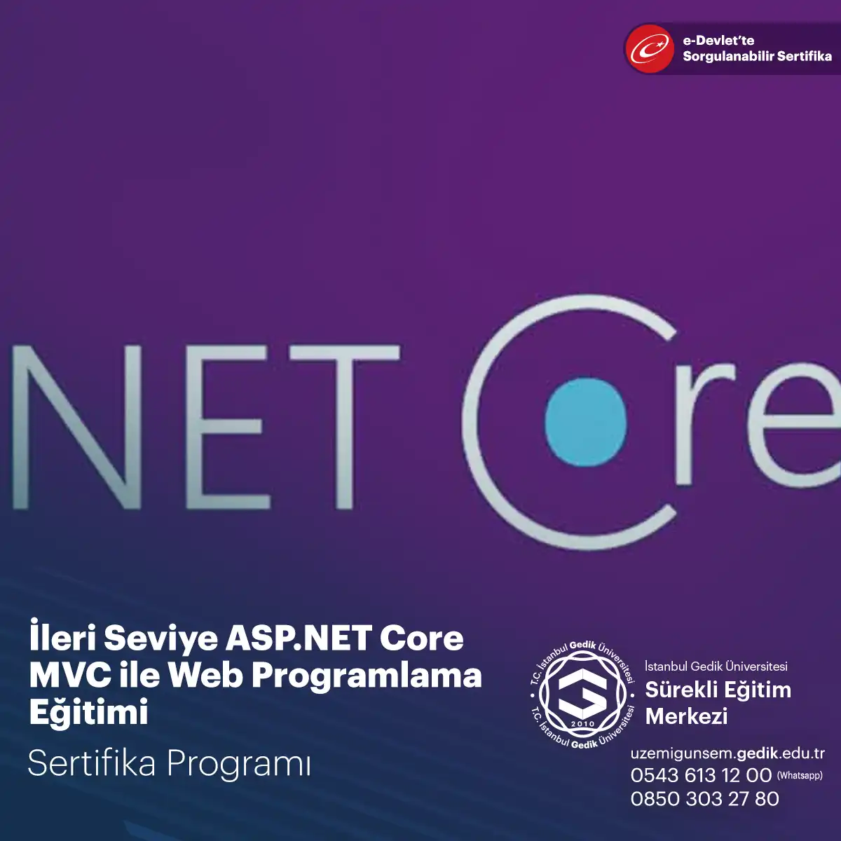 İleri Seviye ASP.NET Core MVC ile Web Programlama Eğitimi Sertifika Programı